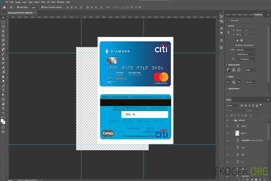 MasterCard de la Citibank aux États-Unis template